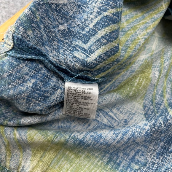 Tommy Bahama Mens Medium Silk Button Down Shirt Blue Green Abstract Print Camp - Picture 9 of 11